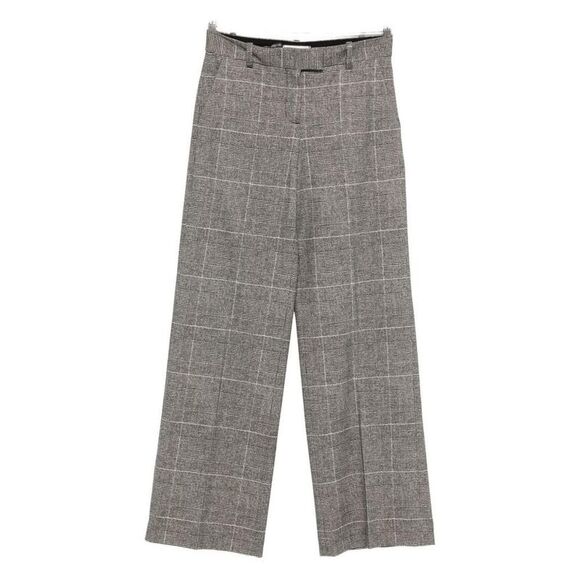 CIRCOLO 1901 Women's Plaid Wide-Leg Trousers Women BLACK Pants